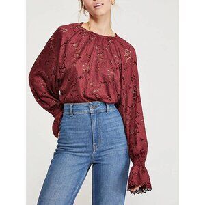 Free People Anthropologie Olivia Lace Blouse Top Size M
